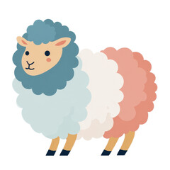 Cute Pastel Colored Flat Vector Icon of a Sheep