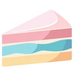 Delicious multi layered pastel cake slice with soft icing on top.
