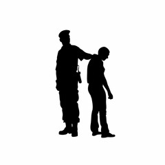 Silhouette of law enforcement officer warning parolee about rule violation