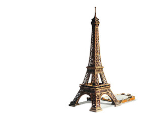 Detailed miniature replica of an iconic wrought-iron lattice tower, set against a stark black background