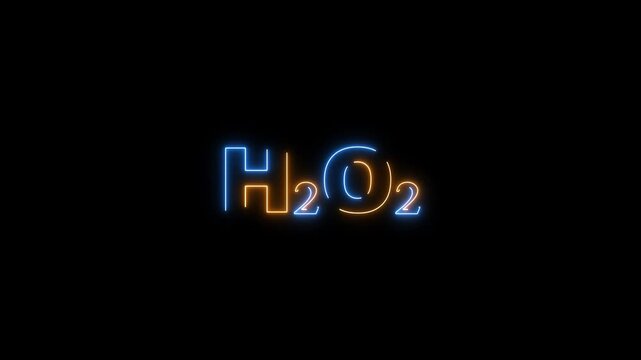 Neon Chemical Formula H2 O2 Formula on Black Background chemistry science