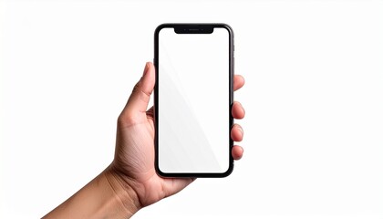 Hand holding a blank smartphone