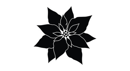 A striking black floral design presented as a dramatic silhouette