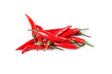 Fresh Red Chili Peppers Isolated on White Background