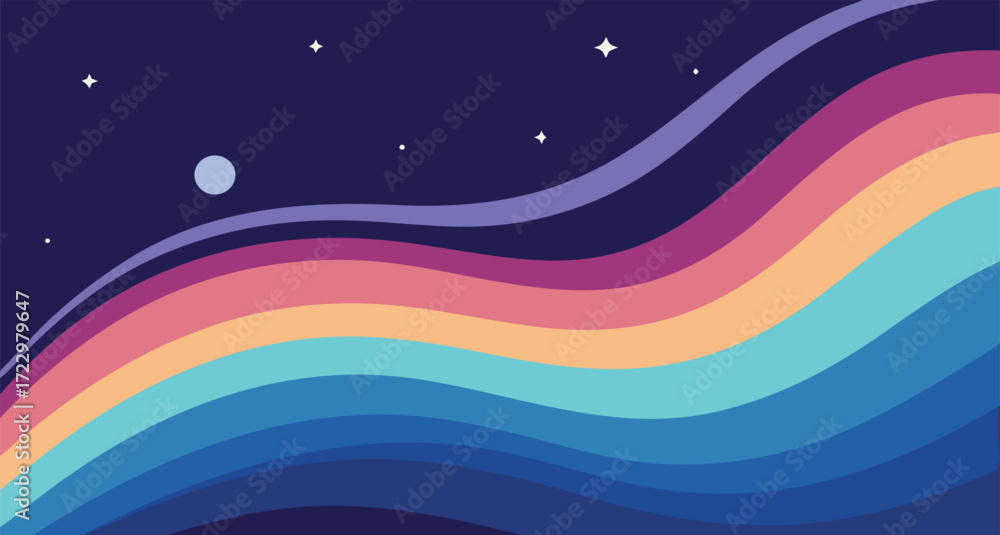 Poster abstract cosmic wave pattern with layered gradients