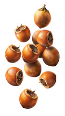 Artistic rendering of a cluster of ripe persimmon fruit floating in air