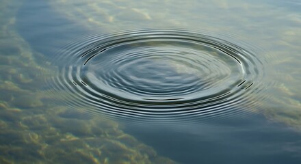 Concentric Water Ripples Expanding on Still Surface.