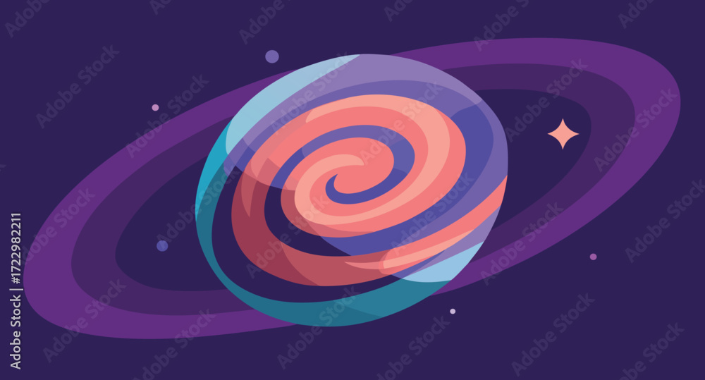 Poster abstract swirling nebula design in flat vector style