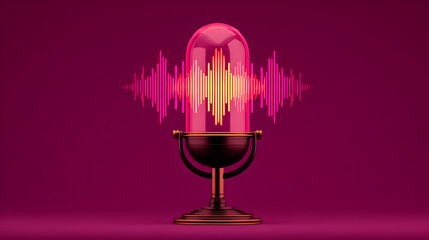 gadget glowing with wave patterns floating in air around device