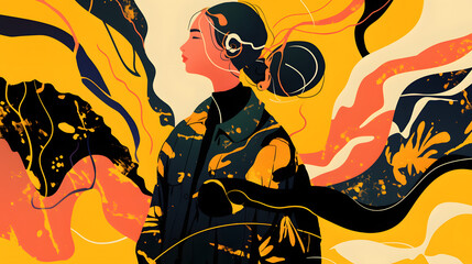 flat vector comic style abstract psychological background