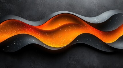 Striking Abstract, Contrasting Textures of Gray Waves and Orange Glow Design