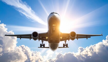 Airplane descending through vibrant clouds