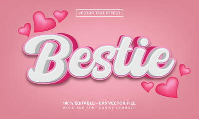 Editable bestie text effect 3d style