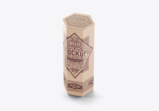 Hexagonal Kraft Box Mockup
