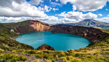 Obraz premium Lake volcano with blue water