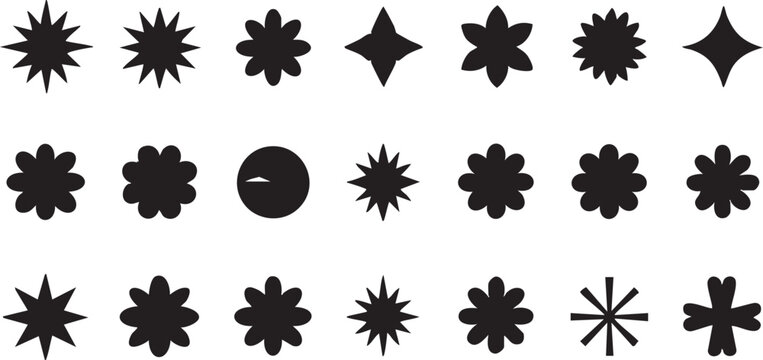 Vector shapes: starbursts, flowers, and geometric icons - free download eps silhouette