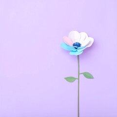 Naklejka premium Paper flower on a light purple background