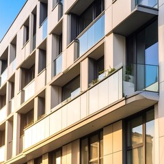 Modern apartment building facade with balconies