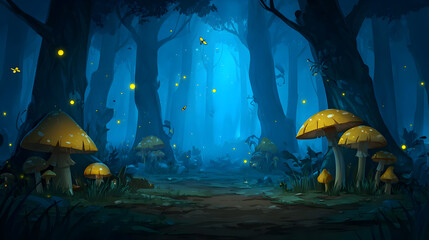 Obraz premium floating islands in the sky with waterfalls, rainbows, and glowing magical lights