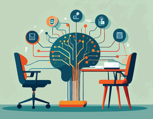 Illustrating the profound impact of a neuromorphic chip on future business environments, fostering intelligent data networks and streamlined collaborative decision-making