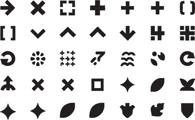 Vector icon set: arrows, symbols, shapes - downloadable graphics eps silhouette