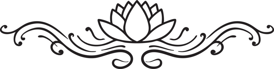 Lotus flower vector art, floral design element, black and white illustration eps silhouette