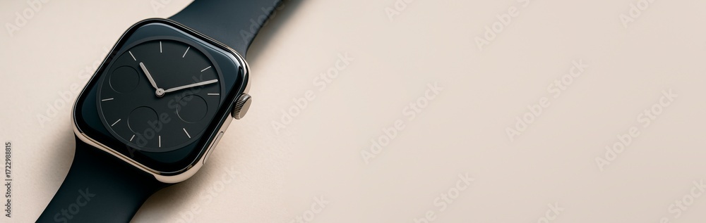 Aufkleber modern smartwatch with minimalist black strap and blank face on light background, showcasing clean t