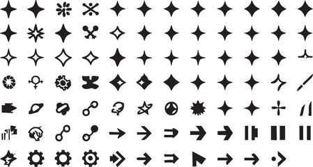 Vector icons pack: stars, arrows, symbols - free download eps silhouette
