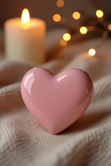 Fototapeta premium heart shaped candles on wooden background