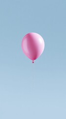 Fototapeta premium single pink balloon in pastel blue sky, whimsical surreal concept, minimal style, copyspace