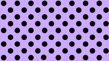 Purple seamless pattern with black drops. Polka dot background. Cute wallpaper with circle.