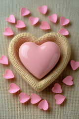 Obraz premium heart shaped box with pink roses
