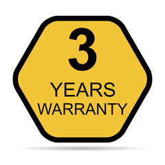 Three years warranty shadow icon, badge seal guarantee certificate customer sign, stamp vector illustration .