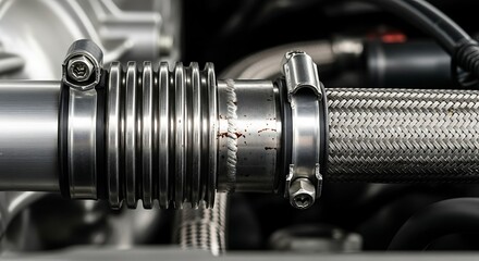 Fototapeta premium Close up view of a car engine exhaust pipe.
