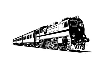 Obraz premium Black and White Line Art Object Illustration of Train