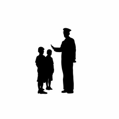 Parole officer guiding young people about law silhouette