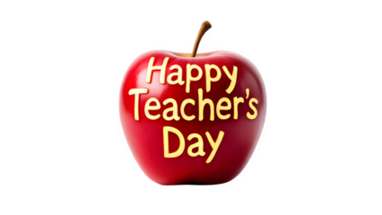 Happy Teacher's Day Apple, isolated on transparent background