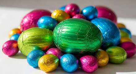 Colorful Chocolate Easter Eggs Pile.