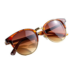 Tortoise-shell round sunglasses with a brown gradient lens and gold accents, angled for display