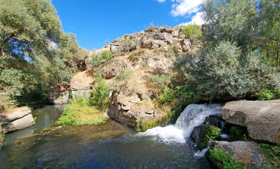 A September afternoon view of a waterfall on the Melendiz Stream  flowing through the famous Ihlara Valley in Aksaray Turkey