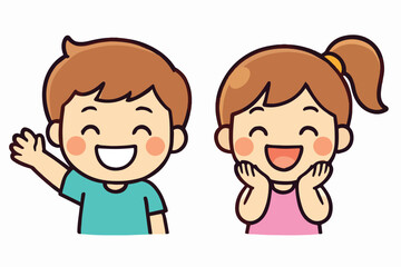 Cartoon boy and girl avatar sticker,