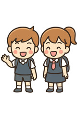 Boy and girl in school uniform sticker