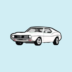 Fototapeta premium A Vector Illustration of A White Muscle Car.eps