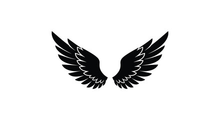 Dramatic black wings spread outwards a striking and simple design silhouette