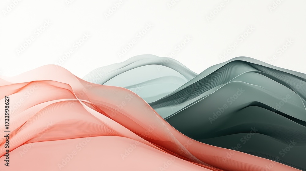 Poster abstract flowing curved lines background with soft colors and light