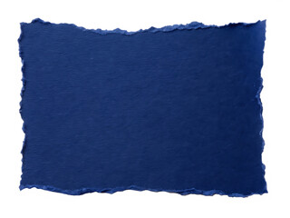 Rough Edged Dark Blue Paper Sheet With White Border On torn ripped isolated on a transparent background