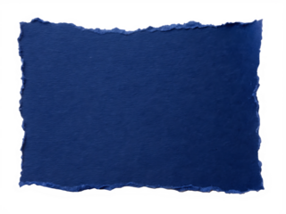 Rough Edged Dark Blue Paper Sheet With White Border On torn ripped isolated on a transparent background