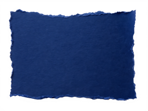 Rough Edged Dark Blue Paper Sheet With White Border On torn ripped isolated on a transparent background