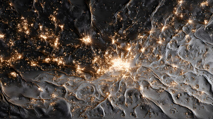 A surreal constellation map drawn with liquid silver and glowing threads