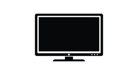 Simple black flat screen television icon with a dark silhouette